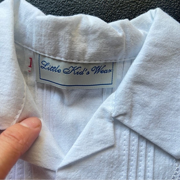 Little Kids Wear White Guayabera Shirt Boys Formal Short Sleeve Button Up - Picture 5 of 8